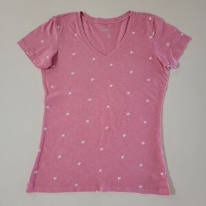 G.H. Bass Women's Pink V-neck Short Sleeve Tee